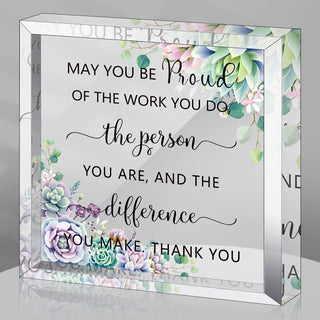 Yookeer Thank You Appreciation Gifts for Coworkers Retirement Gift for Employees Women Men May You Be Proud of The Work Acrylic Plaque Decor for Nurse Friend Boss(Stylish Style)