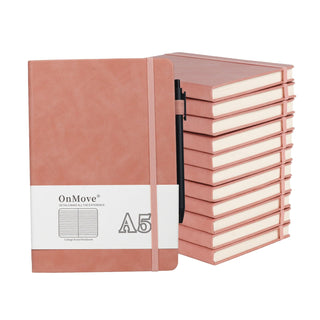 Notebooks Journal for Women Men 12 Pack Bulk Leather Hardcover with Pen Holder A5 160 Pages 100 GSM Thick Paper for Work School Lined Brown