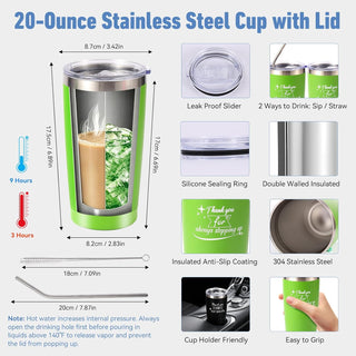 6 Set/36 Pcs Teacher Employee Appreciation Gifts Bulk - 20 Oz Insulated Tumblers, Steel Straw & Cleaner, Gift Bag, Inspirational Notebook, Motivational Pen - Thank You Gift for Coworker, Nurses