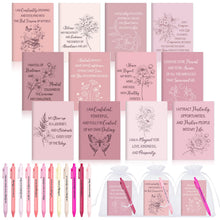 Mooliwe 24 Pcs Positive Affirmation Gift Set Gratitude Notebooks with Pens Small Bags Motivational Encouragement Notepads Daily Affirmations Journal for Women Stress Relief Self Care (Watercolor)