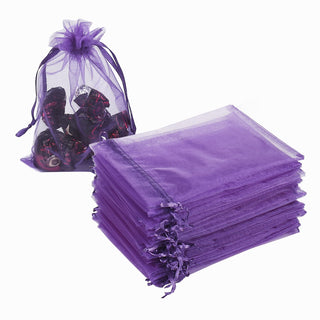 HRX Package 100pcs White Organza Bags, 4x6 inch Mesh Bags Drawstring Gift Bags Jewelry Pouches for Candy Wedding Favors Christmas