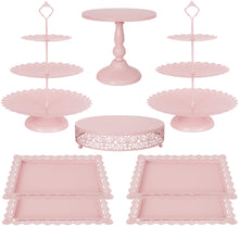 Fivenl 8 Pcs Cake Stand Gold Metal Dessert Table Display Set, 3-Tier Cupcake Stand, Cake Display Tower and Cookie Tray Rack Serving Tray for Birthday Party, Weddings, Baby Shower (Gold)