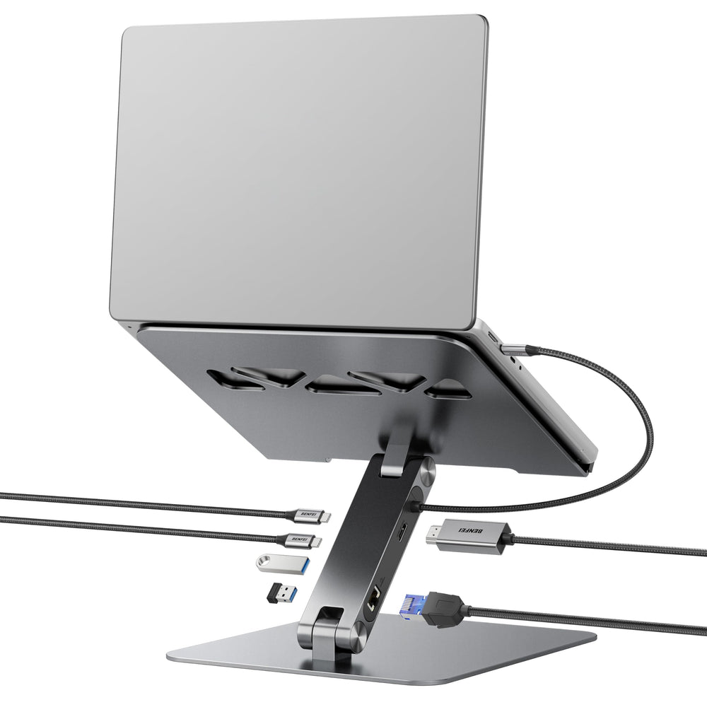 BENFEI Laptop Stand with USB C 7in1 Docking Station,HDMI 4K@60Hz,1*SD 1*Micro SD,100W Power Delivery,10Gbps 1*USB C 3.2 and 2*USB A 3.2 Compatible with MacBook Pro/Air, iPad Pro, XPS, Thinkpad