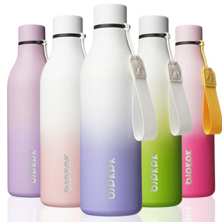 BJPKPK Insulated Water Bottles, 18 oz Stainless Steel Metal Water Bottle with Strap, BPA Free Leak Proof Jugs, Mugs, Flasks, Reusable Thermal Flasks for Sports & Travel, Orange