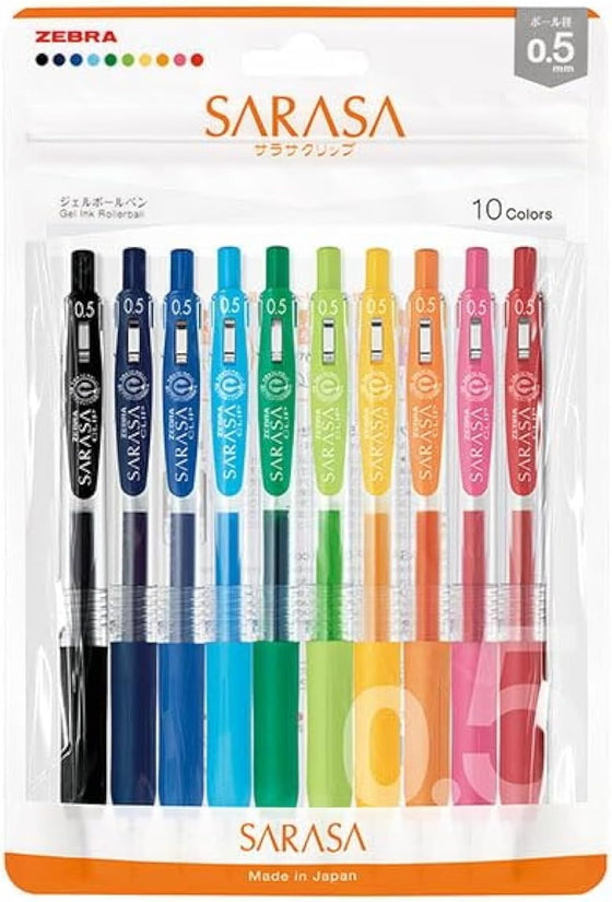 ZEBRA Gel Ballpoint Pen Sarasa Clip 0.5mm 10 Colors Set N JJ15-10C-N