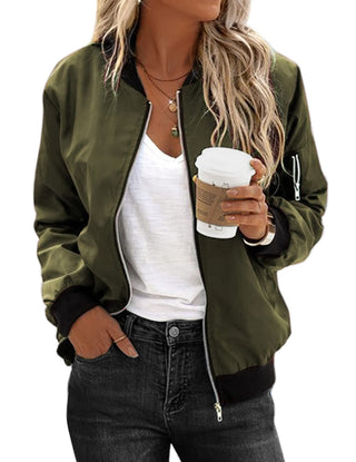 Zeagoo Women's Bomber Jacket Casual Coat Zip Up Spring Fall Clothes with Pockets S-XXL