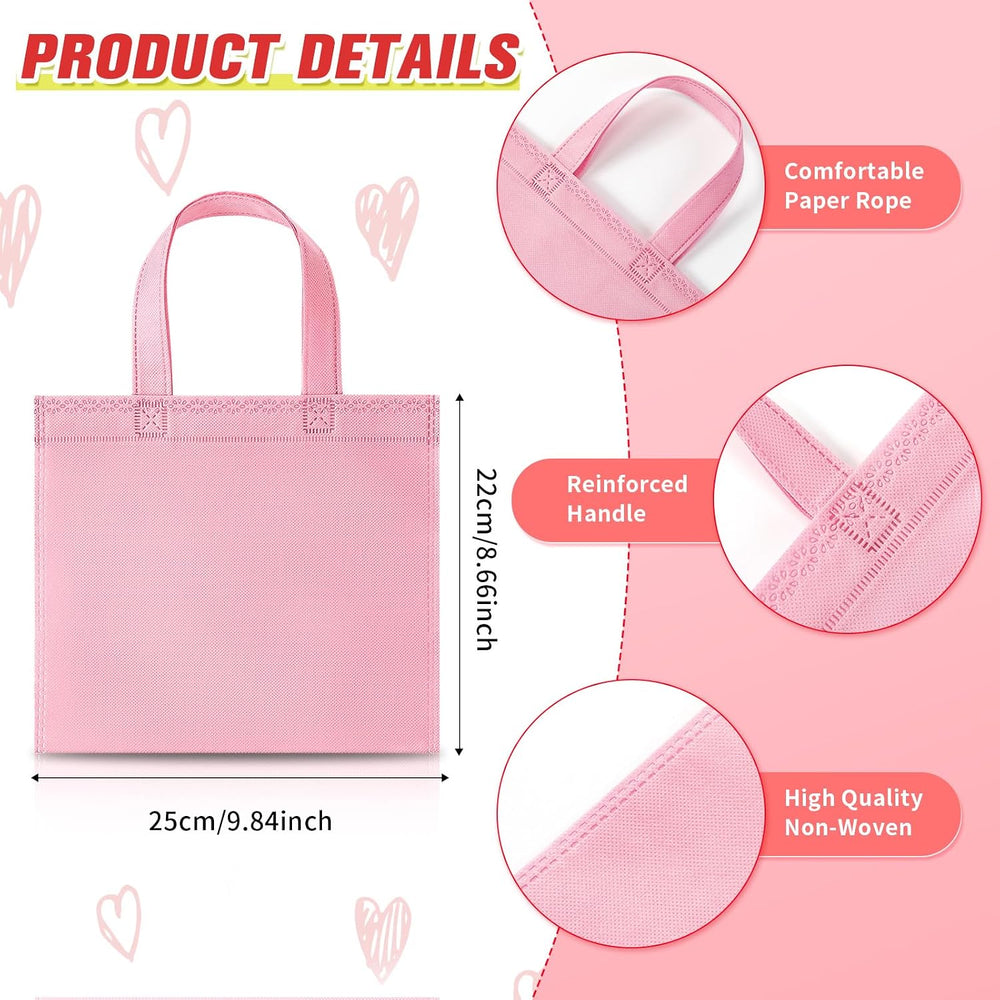 Sunnymove 18 Pcs Pastel Gift Bags Bulk with Handles, Small Non Woven Reusable Party Favor Bags, Treat Goodie Totes for Birthday, Baby Shower, Wedding, Bridal Shower, Graduation Supply