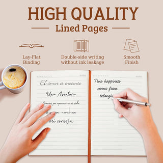 Booornainde Personalized Journal Notebook with Name & Initial, A5 Lined Linen Hardcover Journal with Pen Loop, Elastic Band & Ribbon Bookmark, Custom Notebook for Women Mom Daughter Teacher