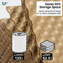 Paper Bubble Wrap Sheets for Packing 15" x 12” x 50 FT Bubble Wrap for Moving,Packing,Shipping, Recyclable Packing Paper for Glass,Dishes, Biodegradable Cushioning Wrap with 24 Fragile Stickers
