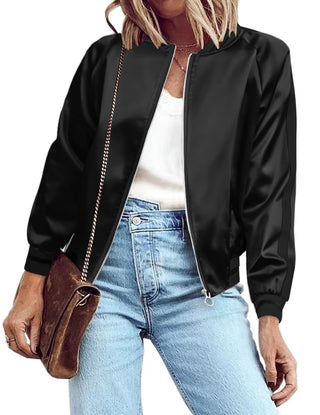 Zeagoo Women's Bomber Jacket Lightweight Zip Up Jacket Casual Striped Jacket Coat Outerwear Windbreaker with Pockets