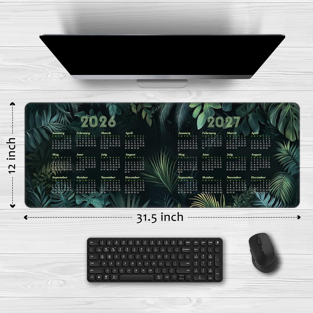 2026-2027 Two-Year Calendar Desk Pad, Large Waterproof Mouse Pad with Stitched Edges Non-Slip Rubber Base, Multi-Functional Desk Mat for Office Home Gaming Business