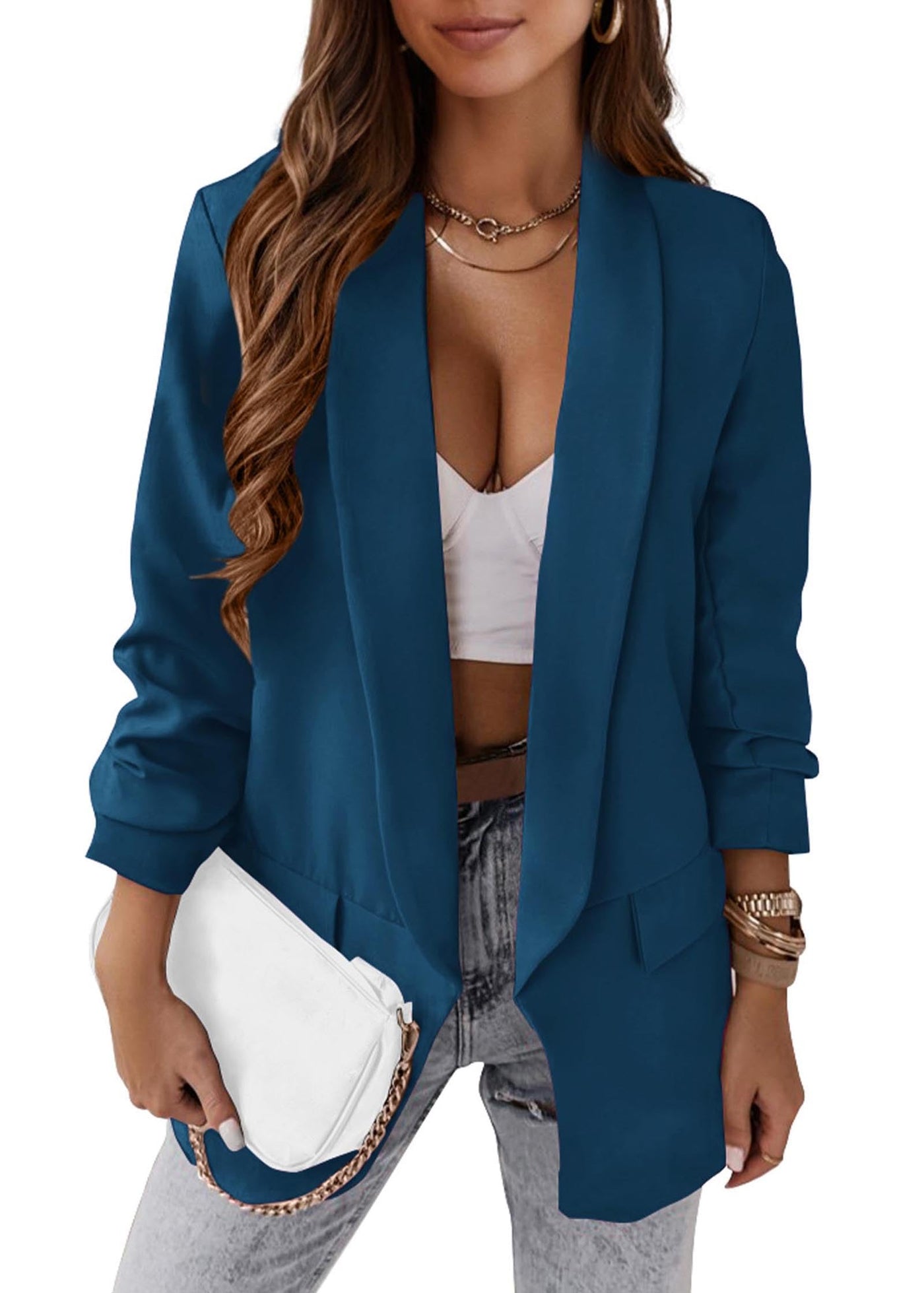 KIRUNDO Oversized Blazers for Women Business Casual 2026 Spring Fall Fashion Long Sleeve Open Front Work Office Suit Jackets