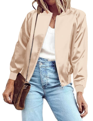 Zeagoo Women's Bomber Jacket Lightweight Zip Up Jacket Casual Striped Jacket Coat Outerwear Windbreaker with Pockets