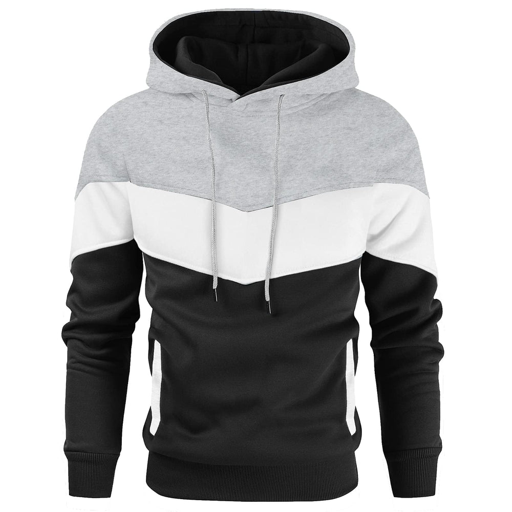 Gesean Men's Novelty Color Block Pullover Fleece Hoodie Long Sleeve Casual Sweatshirt with Pocket