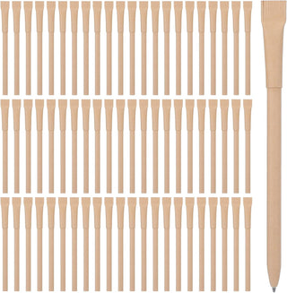 100pcs Paper Pens with Black Ink - Eco-Friendly Recyclable Cardboard Barrel Pens, Bullet Tip 1.0mm for Smooth Writing, Office School Supplies