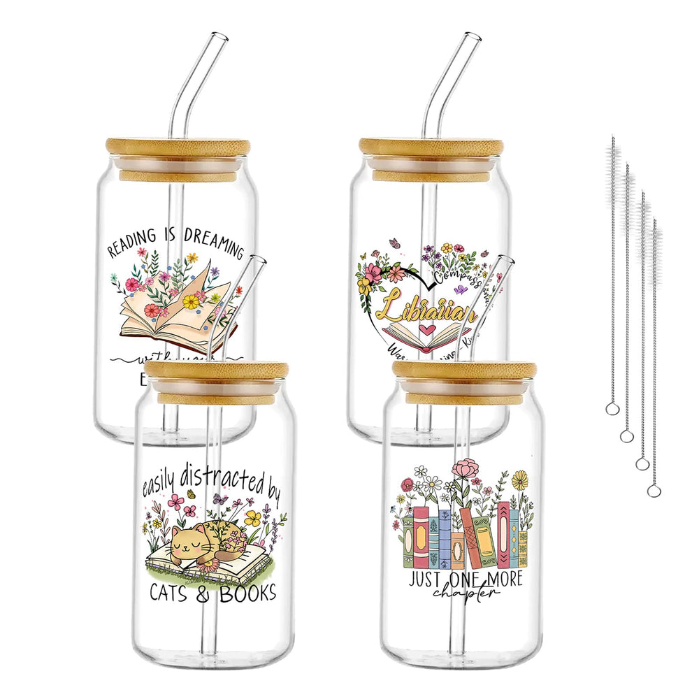 6Pcs Thank You Gifts Glass Cups with Lids and Straws 16oz Employee Appreciation Drinking Glasses Cups Thank You Iced Coffee Cup Tumbler Gifts for Employee Staff Coworkers Teachers Nurse