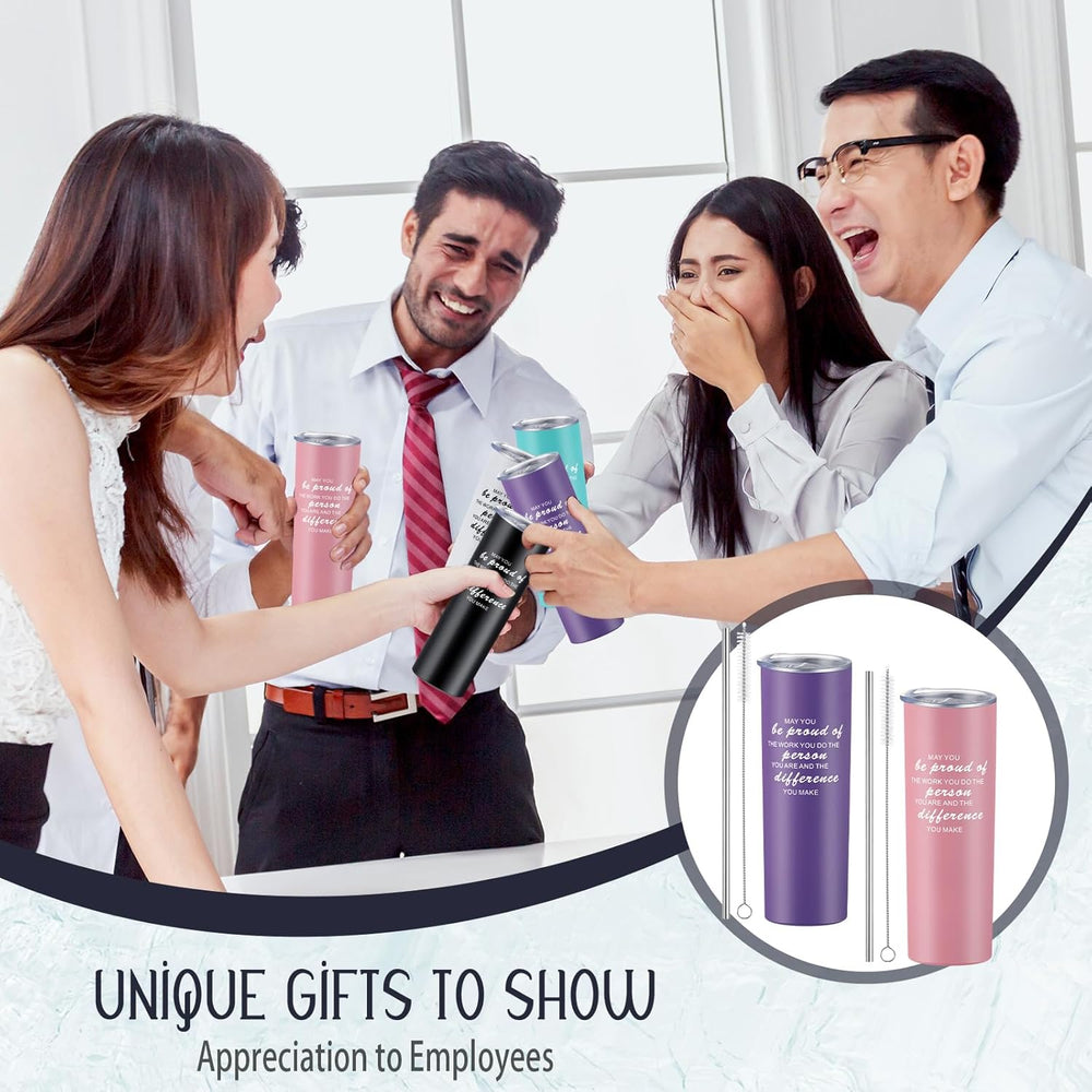 Lallisa 12 Sets Thank You Gifts for Men Women Insulated Stainless Steel Travel Tumbler Mug 20oz Inspirational Appreciation Christmas Gifts for Boss Teacher Employee Coworker Friends(Colorful)