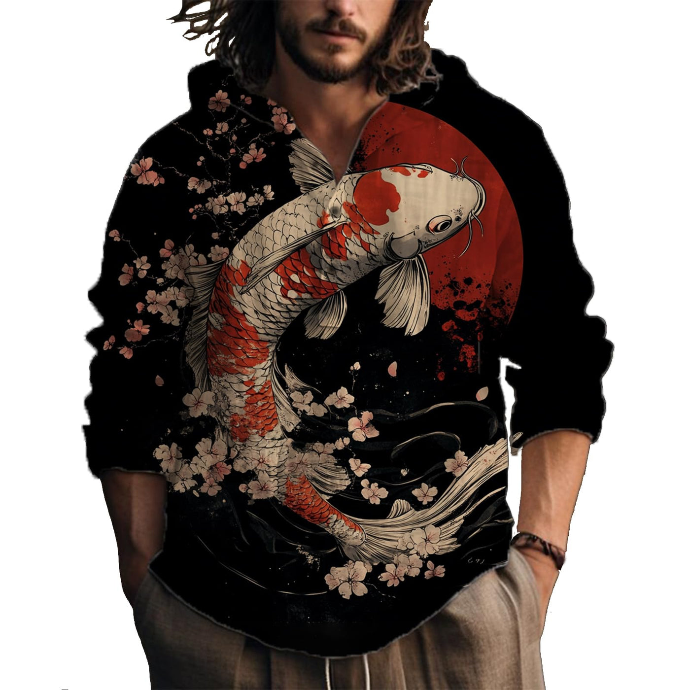MARSVOVO Hooded Long Sleeve Shirt Men Fashion Graphic Button Up Lightweight Big and Tall Casual Vacation Shirts for Men