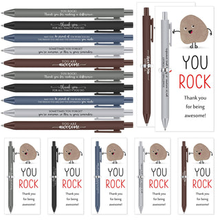 Sayglossy 25 Sets You Rock Pens Gifts Bulk Employee Appreciation Gifts Ballpoint Pens and Inspirational Card for Graduation Teacher Students Father Day Team Office Coworker Staff
