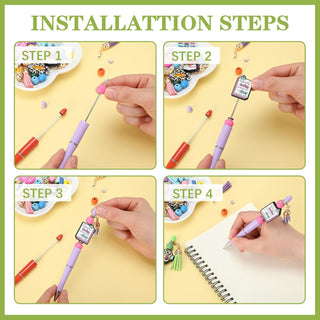 Jetec 10 Sets Teacher Beadable Pen Kit DIY Teacher Pen Gifts First Day of School Appreciation Gifts for School Team Staff Coworker Office Supplies
