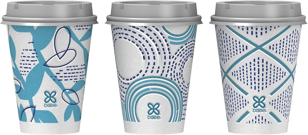Dixie To Go Paper Coffee Cups With Lids,12 oz, 14 ct, Disposable Insulated Paper Cups for On-The-Go Hot or Cold Beverages | Medium