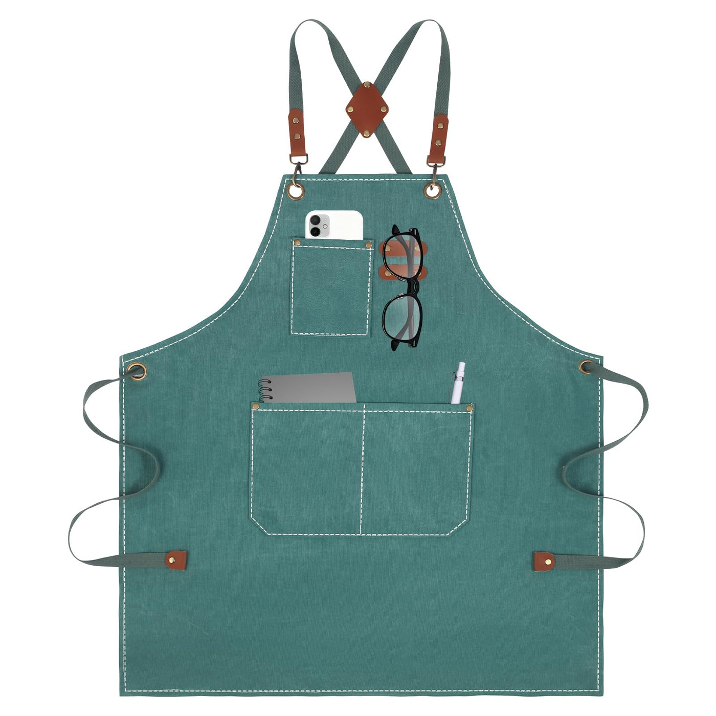 Aprons For Women Men With Large Pockets, Waterproof Cotton Chef Aprons For Cooking Server Grilling Bbq Kitchen