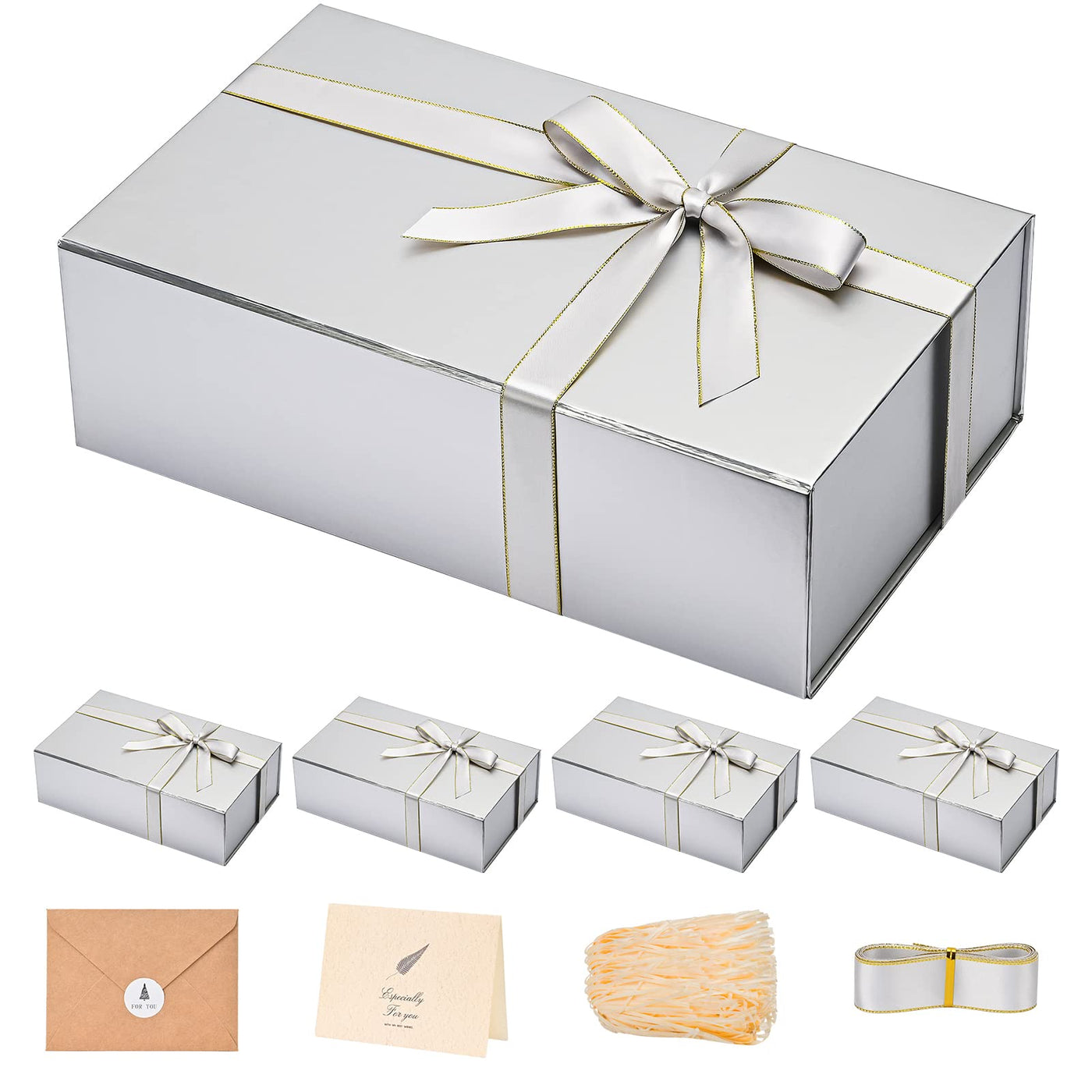 LIFELUM Gift Box 13.5''x10''x4'' Large Gifts Box with Magnetic Lids Black Gift Boxes for Father's Day graduation gifts Contains Card, Ribbon, Filler