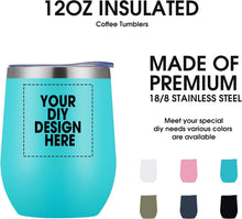 Personalized Wine Tumbler Glasses Print in USA Stainless Steel Travel Customized Coffee Cup with Lid & Straw Double Wall Insulated Mug with Colorful Text Logo Photo