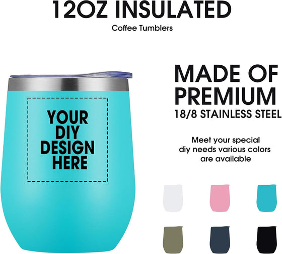 Personalized Wine Tumbler Glasses Print in USA Stainless Steel Travel Customized Coffee Cup with Lid & Straw Double Wall Insulated Mug with Colorful Text Logo Photo - hover image