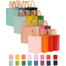 qiqee Medium Size Paper Gift Bags With Handles 10.6"x8.3"x4.3" 16 Solid Colors Party Favor Bags（16-Packs）