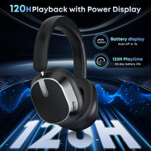Hybrid Active Noise Cancelling Bluetooth Headphones, Over Ear Wireless Headphones with 120H Playtime, Hi-Res Audio, Deep Bass, Memory Foam Ear Cups for Home Office Travel