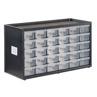 CRAFTSMAN Storage Organizer, 30 Small Drawer Modular Storage System, Easily Stackable, Plastic, Black, White (CMST40730)