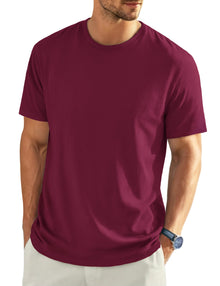EKLENTSON Men's Cotton Crewneck T-Shirts Short Sleeve Plain Tee Moisture Wicking Casual Tshirts Solid Color