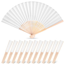 JOHOUSE 12 Pcs White Hand Fan Foldable, 8.3 Inch Folding Fans Handheld for Women Wedding Guest Gifts, Party Favors, Bridal & Baby Shower Favors, DIY Crafts & Summer Cooling