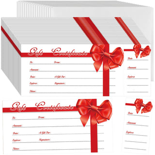 Nuanchu 100 Sets Gift Certificates for Business Christmas Blank Gift Certificate Cards Vouchers Coupon Card with 100 Envelopes for Salon Spa Restaurants Birthday, 4.7 x 2.4 in (Wood Color,Classic)