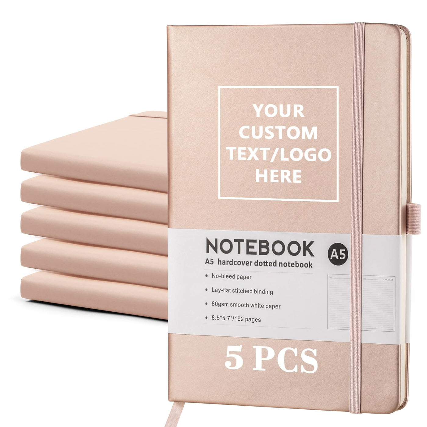 Personalized Notebook-Can Customize Logo/Text/Image, Customizable A5 Journal Notebook Daily Journals For Writing-192 Lined Pages 8.5 x 5.71 Inch,Black