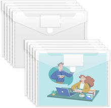 Sooez 10 Pack Plastic Envelopes File Folders, Clear Folder for Document US Letter A4 Size Poly Envelopes with Label Pockets for School Home Work Office Organizer, Clear