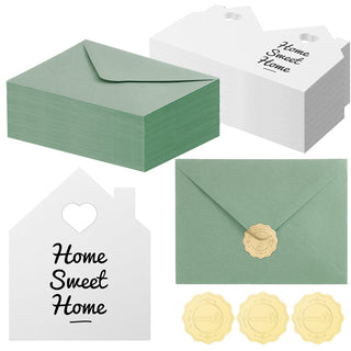Motiskyy 24 Sets Welcome Home Cards Congratulations on Your New Home Cards Bulk with Envelope Stickers Housewarming Thank You Gift Card 5 x 8.6 Inch Real Estate House Shaped Card Note(Blue)