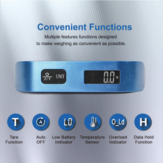 travel inspira Luggage Scale, Portable Digital Hanging Baggage Scale for Travel, Suitcase Weight Scale with Rubber Paint, 110 Pounds, Battery Included