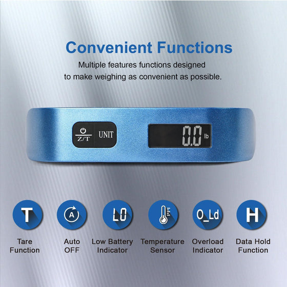 travel inspira Luggage Scale, Portable Digital Hanging Baggage Scale for Travel, Suitcase Weight Scale with Rubber Paint, 110 Pounds, Battery Included - hover image