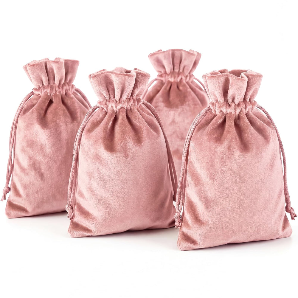 HRX Package Soft Velvet Gift Bags, 5.1x7.8 inch Velvet Drawstring Pouches for Tarot Rune Jewelry Crystal 4 Pack