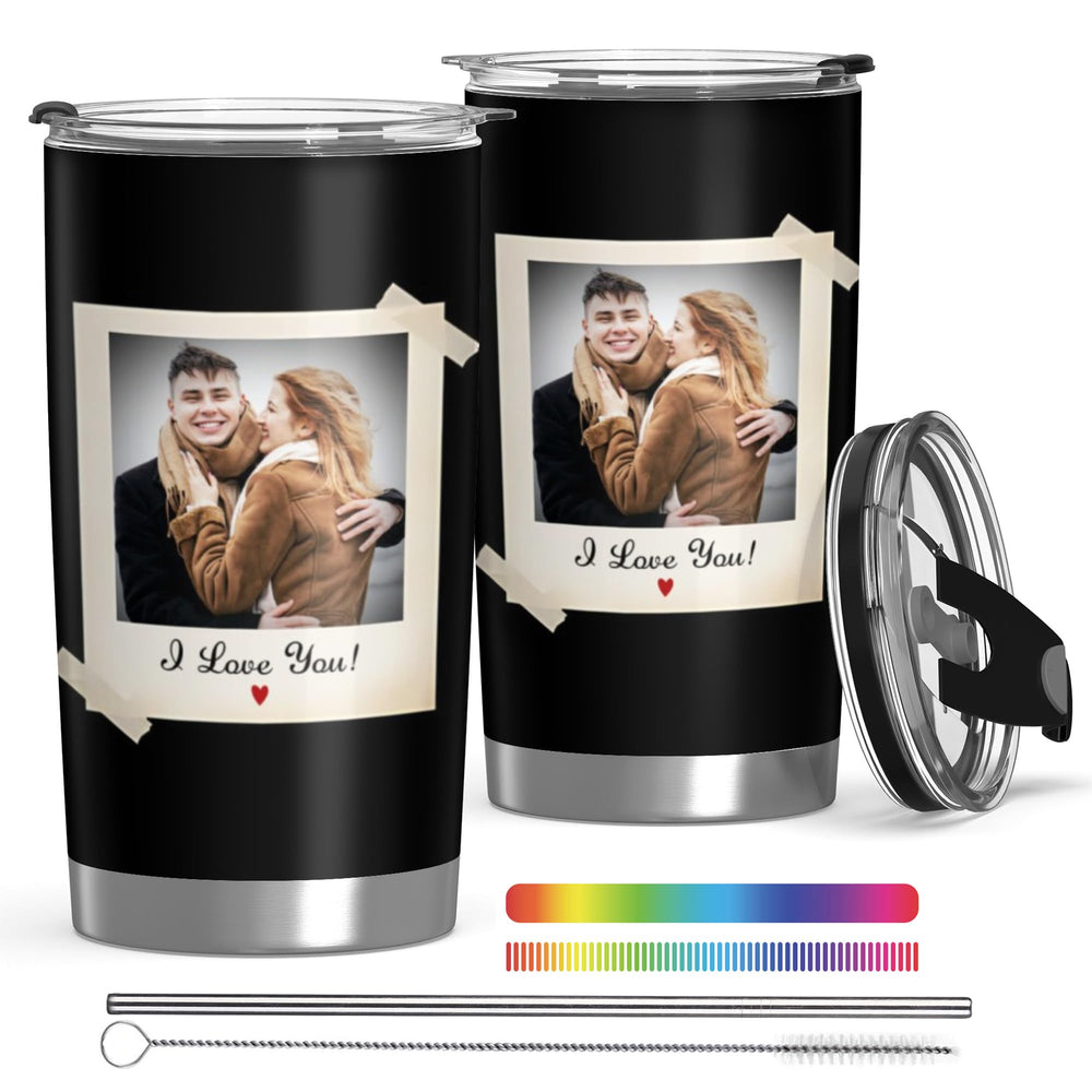 Personalized Tumbler with Photo Text Logo, Made in USA 20 oz Custom Stainless Steel Coffee Mug with Lid, Custom Cup Gift for Dad, Mom, Friends, gift for father's day