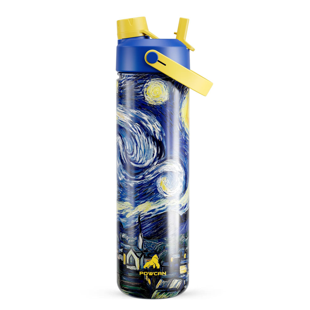 POWCAN 26 oz Insulated Water Bottle with 2-in-1 Straw and Spout Lid, Keep Cold 24H, Leak-Proof, Fits in Car Cup Holder, Stainless Steel Water Bottle for Sports, Travel, and School (Cotton Candy)