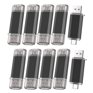 Vansuny 2 Pack 128GB USB C Flash Drive 2 in 1 OTG USB 3.0 + Tape C Memory Stick with Keychain Dual Type C Thumb Drive Photo Stick Jump Drive (Black and Silver)