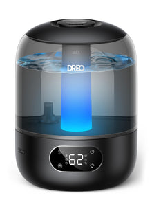 DREO Humidifiers for Bedroom, 3L Top Fill 30H & 26dB Quiet Runtime for Large Room, Cool Mist Ultrasonic Humidifier with Humidity Sensor, Night Light for Home, Baby, Nursery, Plants, New Edition