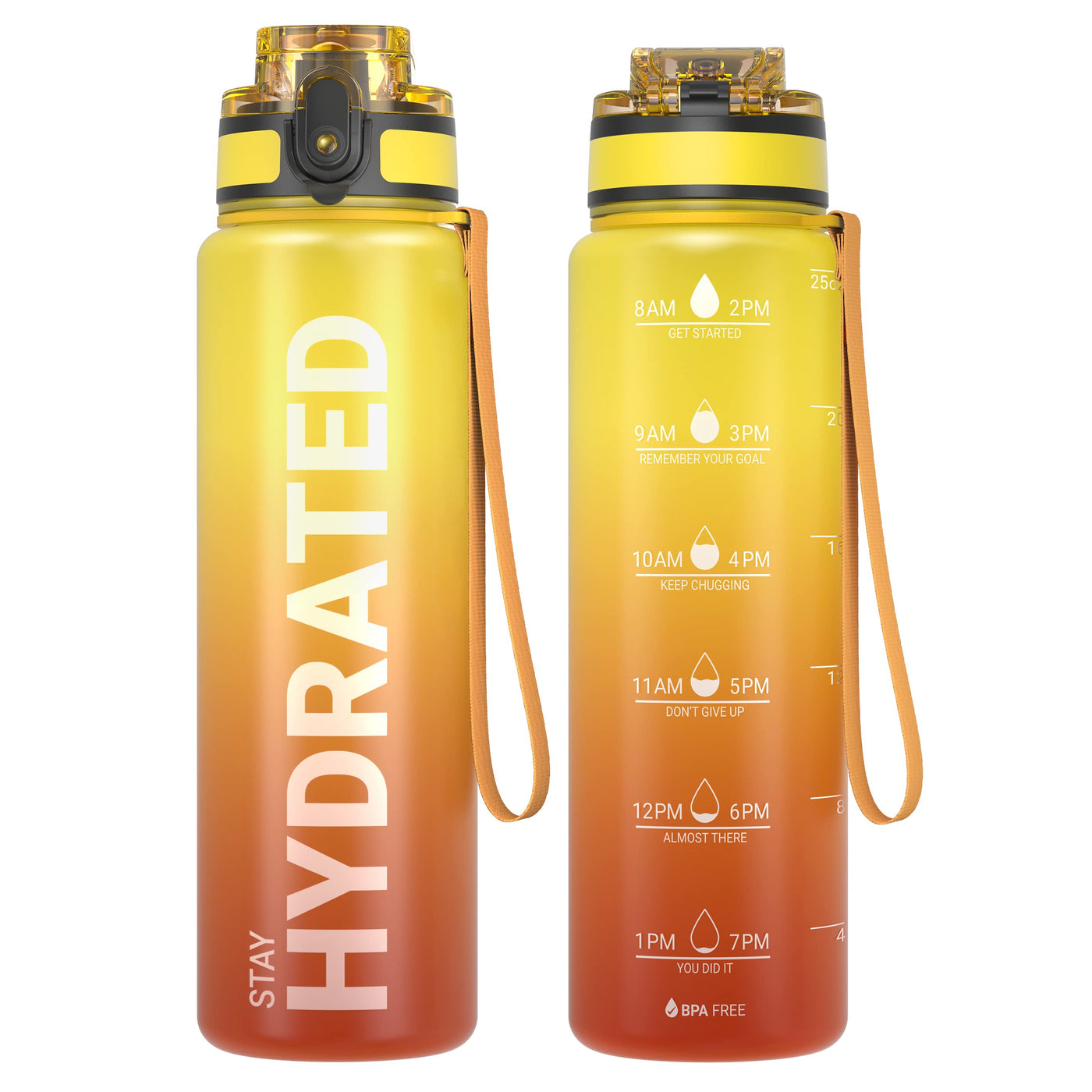 Sahara Sailor Water Bottle 32oz, Durable and Leakproof Water Bottles Motivational with Time Marker, Tritan, BPA Free, Wide Mouth with Easy Clean Brush for Gym, Travel, Home, School, Office (1 Bottle)