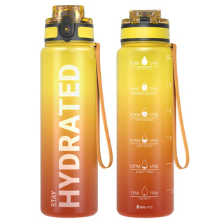 Sahara Sailor Water Bottle 32oz, Durable and Leakproof Water Bottles Motivational with Time Marker, Tritan, BPA Free, Wide Mouth with Easy Clean Brush for Gym, Travel, Home, School, Office (1 Bottle)
