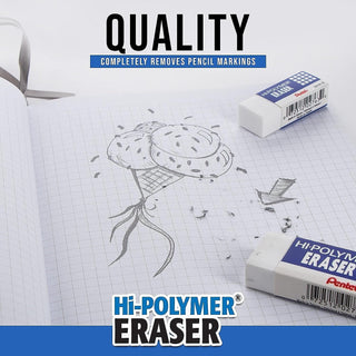 Pentel Hi-Polymer Block Eraser, Large, White, Pack of 3 (ZEH10BP3-K6)
