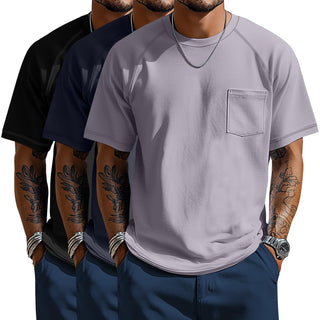 Neer 3 Pack Big and Tall Shirts for Men with Pocket XL-5XL Plus Size Crew Neck Raglan Short Sleeve Summer Casual T Shirts Tee