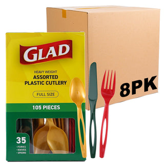 Glad Clear Disposable Cutlery Set with Heavy Duty Plastic Forks, Knives, and Spoons, Reusable Dishwasher Safe Plastic Utensils for Parties and Everyday Use, 240 Count